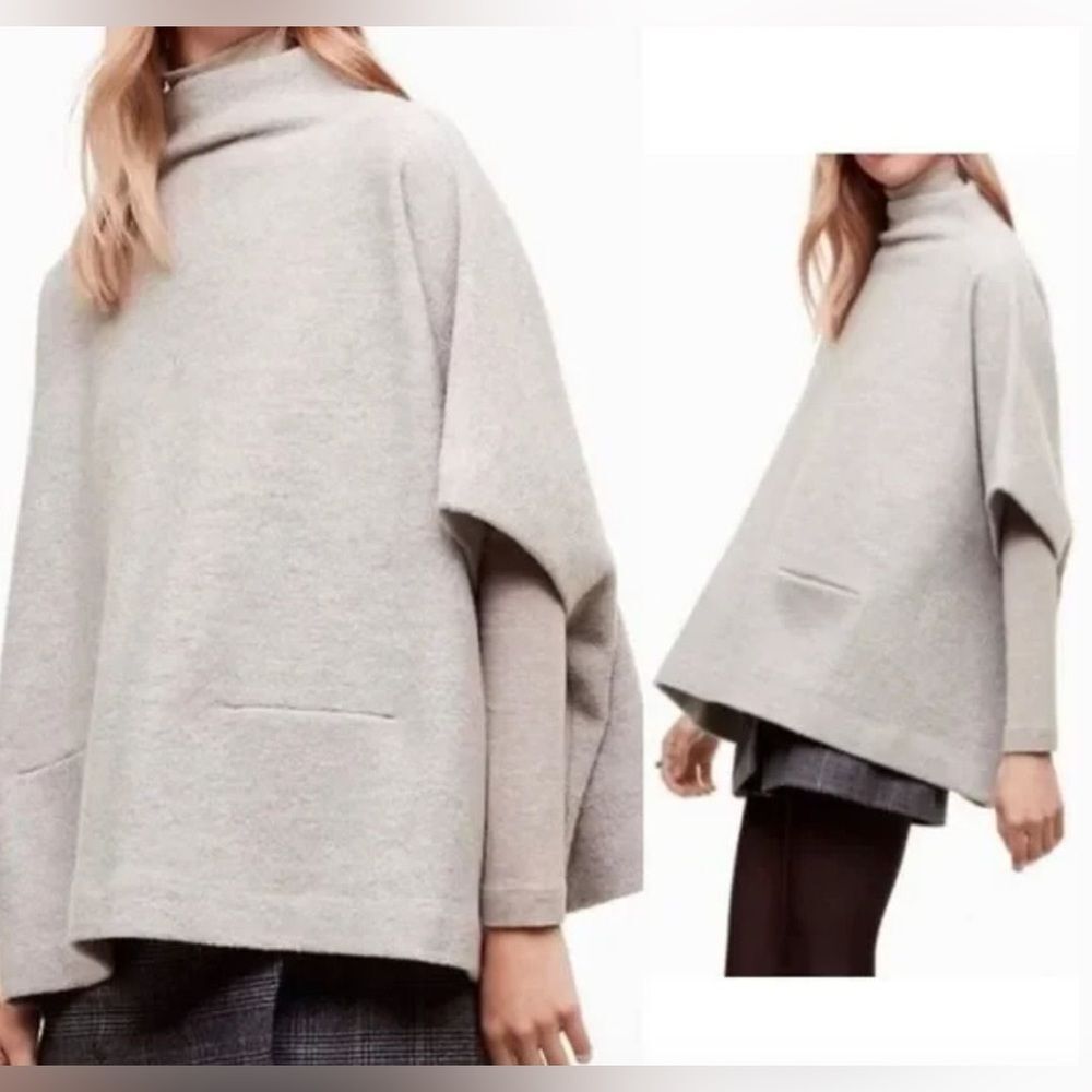 Aritzia Wilfred Touraine Merino Wool Sweater Poncho
